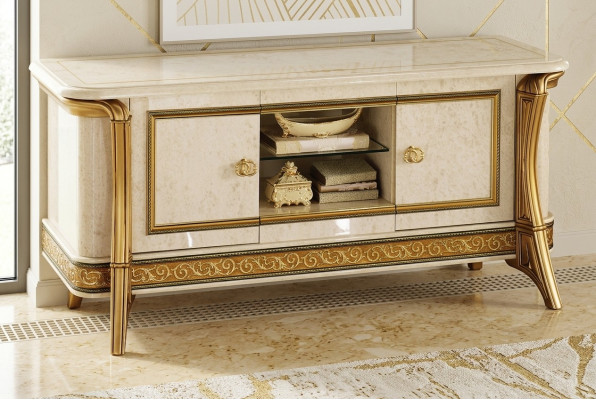 Classico comò in stile antico in legno, cassettiera stile Italy.