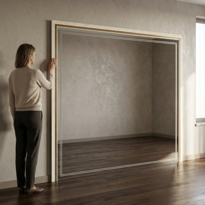 Specchio Specchio da parete Design ingresso Soggiorno Design in legno 270x215 arredoclassic