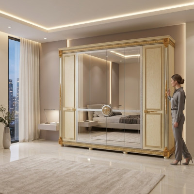 Mobili classici Armadio Armadio Armadio Guardaroba 6 ante Legno Nuovo