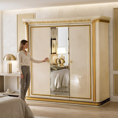 Armadio in legno per camera da letto con 3 porte, armadi di lusso arredoclassic.