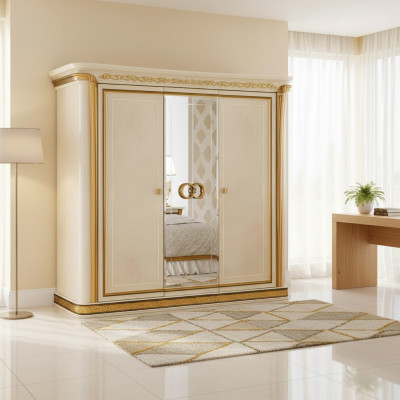 Armadio in legno per camera da letto con 3 porte, armadi di lusso arredoclassic.