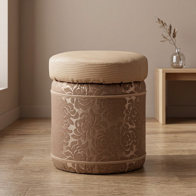 Poggiapiedi Puff Poggiapiedi Mobili Casa Panche Sedute Tessuto Marrone Design
