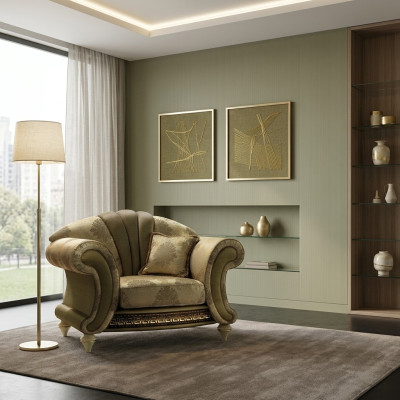 Sedia di design in tessuto di lusso per TV divano poltrona relax lounge Nuovo