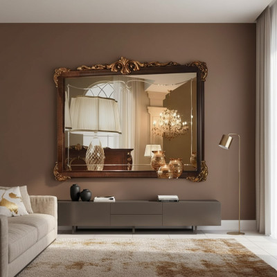 Specchio da parete cornice in legno design barocco rococò soggiorno mobili nuovo.