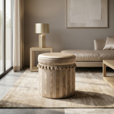 Design Sgabello Design Imbottito Pouf Poggiapiedi Sedile Tessuto Chaise Longue Pufa