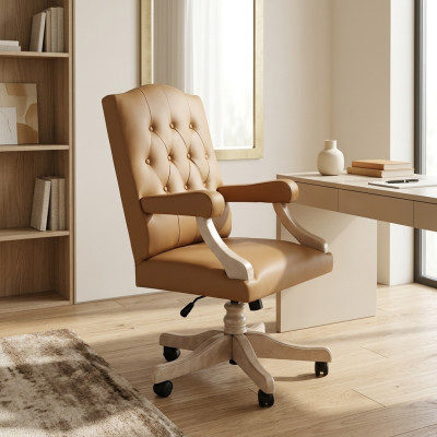 Poltrona da ufficio di lusso imbottito da design, girevole per l'ufficio del capo.