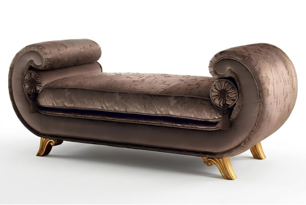 Soggiorno Salotto Mobili Classico Divano Design Marrone Tessile Chaise Longue Nuovo