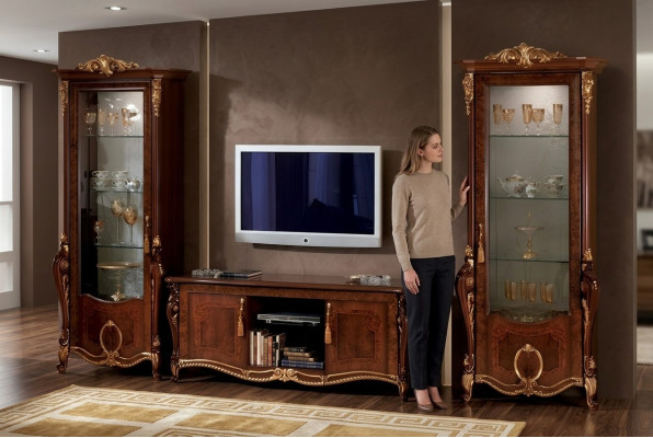 Set di mobili per soggiorno Designer Soggiorno Credenza 2x Vetrina Parete attrezzata 3 pezzi Nuovo