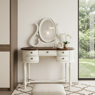 Comò con specchiera da parete per trucco, consolle da parrucchiere, tavoli per console, tavolo da camera da letto.