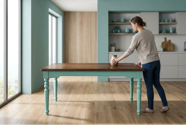Tavolo da pranzo Gruppo di tavoli Sala da pranzo Soggiorno Set in legno Design Tavoli 150cm nuovo