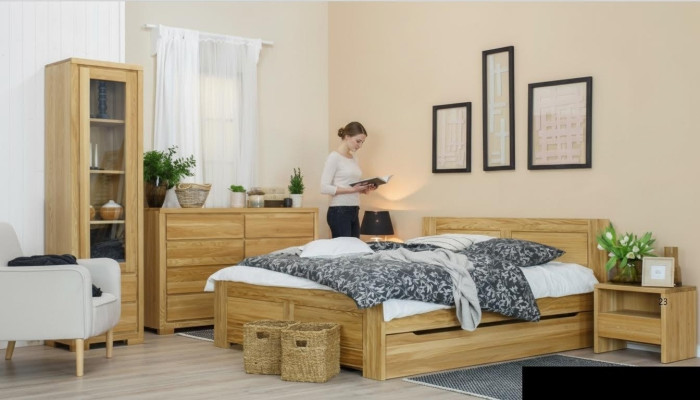 Camera da letto Mobili 3 pezzi Set Letto Comodini 2x Letti Legno vero Legno massello