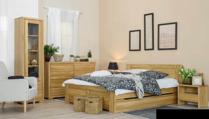 Camera da letto Mobili 3 pezzi Set Letto Comodini 2x Letti Legno vero Legno massello