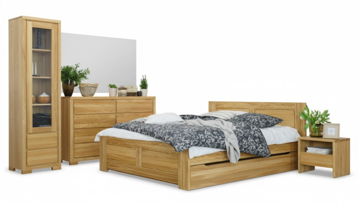 Camera da letto Mobili 3 pezzi Set Letto Comodini 2x Letti Legno vero Legno massello