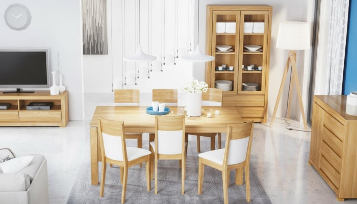 Tavolo da pranzo in legno Sedie 6x Sedia con braccioli Gruppo di sedie da pranzo Nuovo set da tavolo