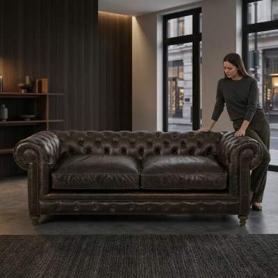 Brown Chesterfield divano 3 posti design soggiorno divano 3 posti