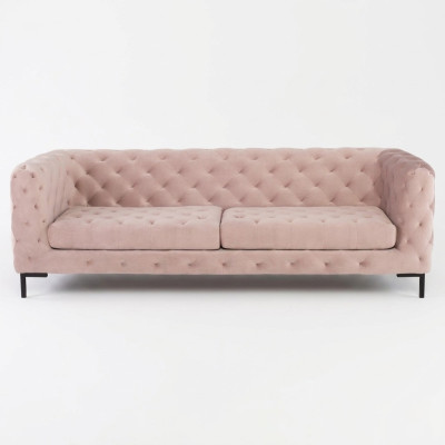 Divano Chesterfield in tessuto e pelle divano imbottito 3 posti.