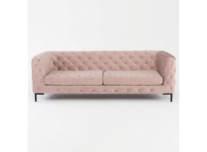 Divano Chesterfield in tessuto e pelle divano imbottito 3 posti.