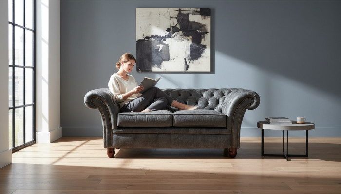 Divano Chesterfield in tessuto o pelle divano divano imbottito imbottito 2 posti.