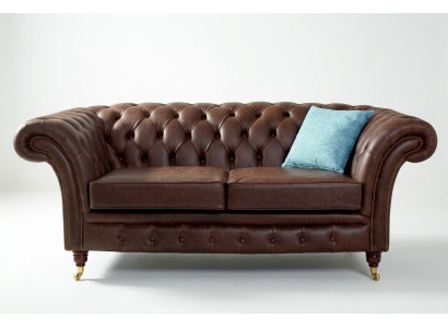 Chesterfield Mens Club Divano in pelle 2 posti marrone NEW jvmoebel ®