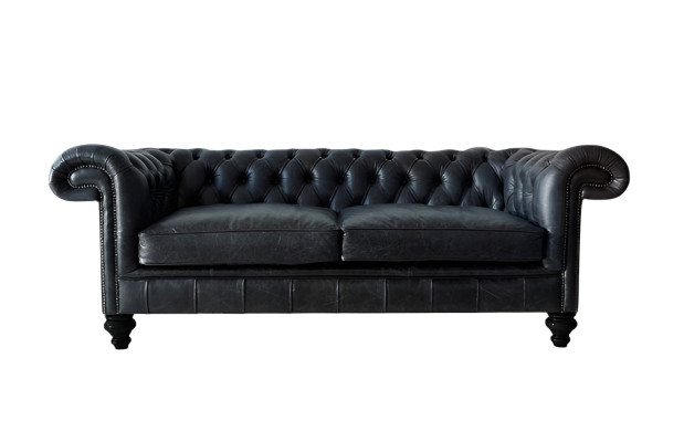 Designer divano Chesterfield grigio a 3 posti per lussuoso soggiorno
