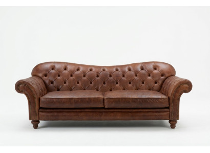 Divano da soggiorno Chesterfield di lusso marrone in tessuto allestito nuovo.