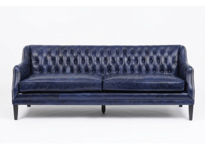 Divano Chesterfield blu in tessuto di poltrona in pelle canapé completo di 4 posti nuovo