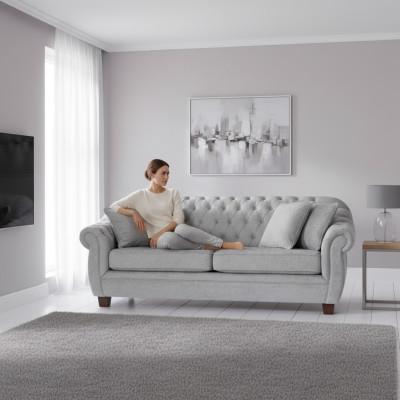 Divano Chesterfield in stoffa imbottita divano divanetto imbottito 3 posti.