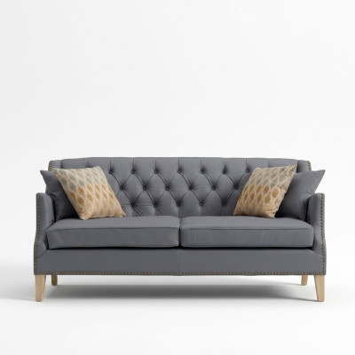Divano grigio Chesterfield da ufficio, divano da ricevimento in pelle e tessuto nuovo jvmoebel ®