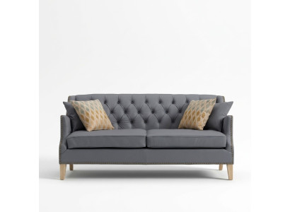 Divano grigio Chesterfield da ufficio, divano da ricevimento in pelle e tessuto nuovo jvmoebel ®