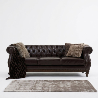 Chesterfield divano designer marrone a 3 posti di lusso per il soggiorno