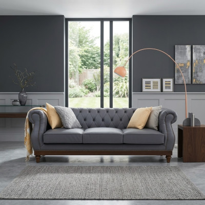 Divano Chesterfield in pelle imbottita in tessuto divano.