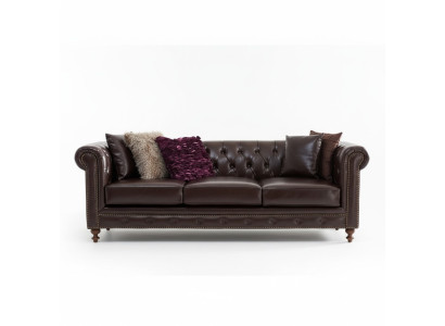 Divano Chesterfield Divano Imbottito in Tessuto Pelle Divani Imbottiti Set 3 Posti
