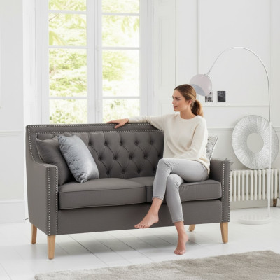 Chesterfield Divano Couchen Set di guarnizioni per divano Poltrona Tessuto Poltrona 2 posti