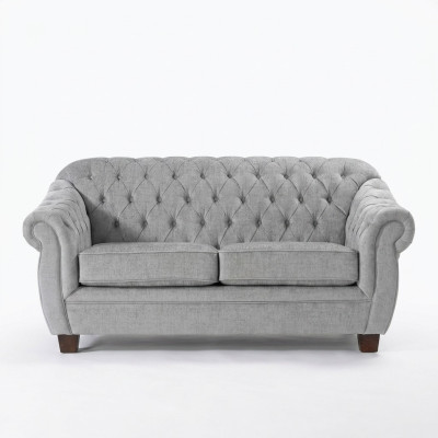 Chesterfield Divano Couch Imbottito in Tessuto Pelle 2 Posti