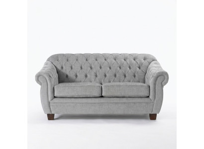 Chesterfield Divano Couch Imbottito in Tessuto Pelle 2 Posti