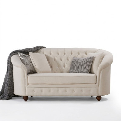 Classico divano in tessuto - Beige Chesterfield in tessuto divano a 2 posti Nuovo jvmoebel ®