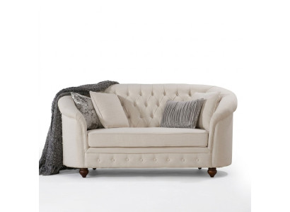 Classico divano in tessuto - Beige Chesterfield in tessuto divano a 2 posti Nuovo jvmoebel ®