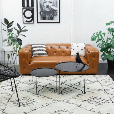 American Style Divano Chesterfield in Pelle Marrone a Tre Posti