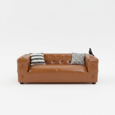 American Style Divano Chesterfield in Pelle Marrone a Tre Posti