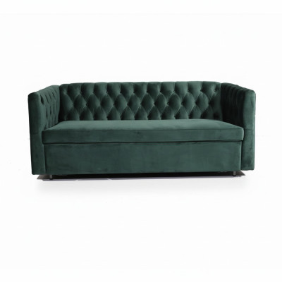 Divano Chesterfield in stile americano in pelle verde a tre posti