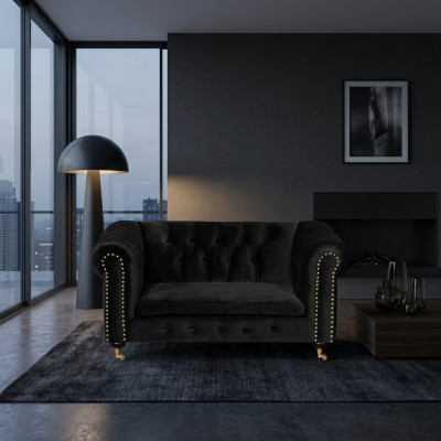Chesterfield 2 posti Classico lusso Barocco Rokoko Divano Tessuto Pelle Sofa