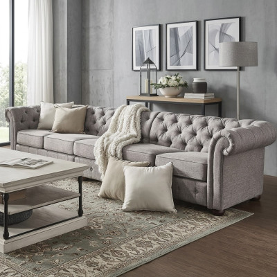 Chesterfield soggiorno arredamento divano divano cinque posti tessile