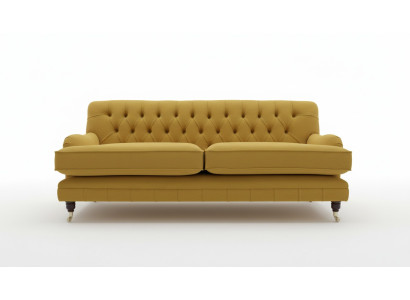 Giallo Chesterfield tessuto imbottito divano a tre posti design salotto