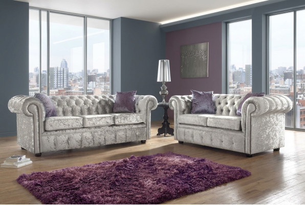 Divano Chesterfield 3+2 posti, classico stile barocco rococò in tessuto pelle