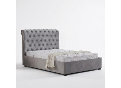 Camera da letto grigia reale Letto Imbottito Letti Design Chesterfield Tessuto