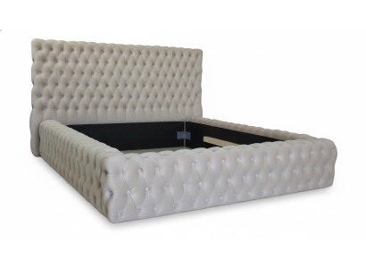 Elegante design Chesterfield Letto matrimoniale inglese in beige - Letti dallo stile senza tempo
