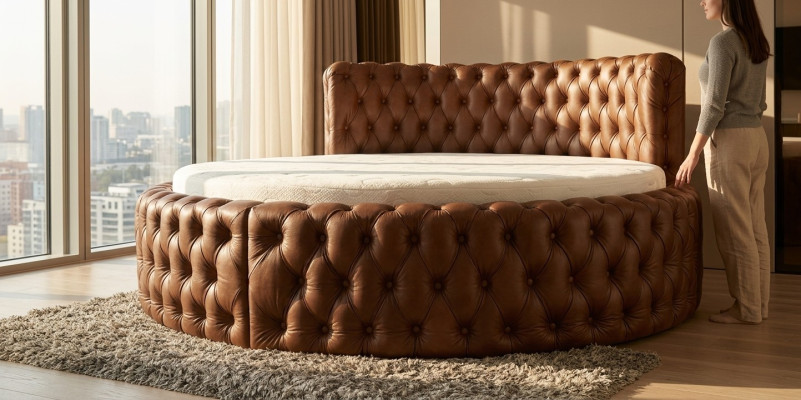 Designer Letto Camera da letto Letti Tessuto Pelle Hotel Lusso Imbottiti Velluto