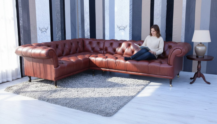 Divano angolare Chesterfield di lusso - Set di imbottiture su misura