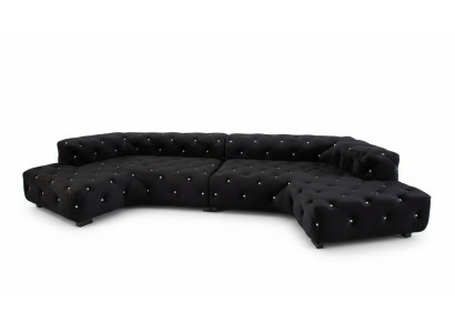Divano Chesterfield in velluto classico con cristalli, design di alta classe