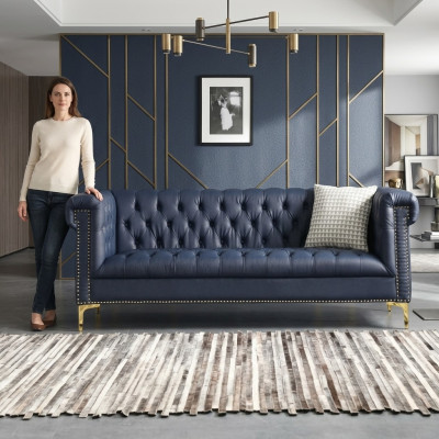 Chesterfield divano in pelle design lussuoso classico sofà a tre posti nuovo